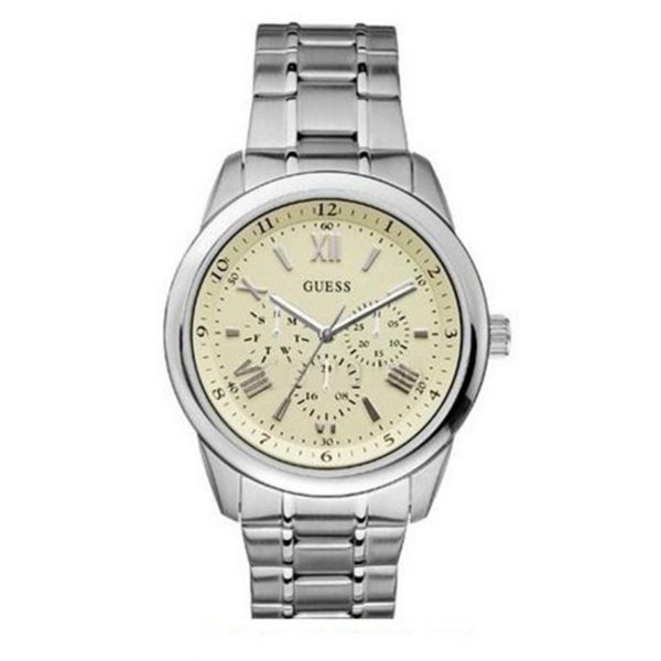 Guess Men's Round Stainless-Steel Case And Bracelet Cream Dial Men's Watch - W13567G2