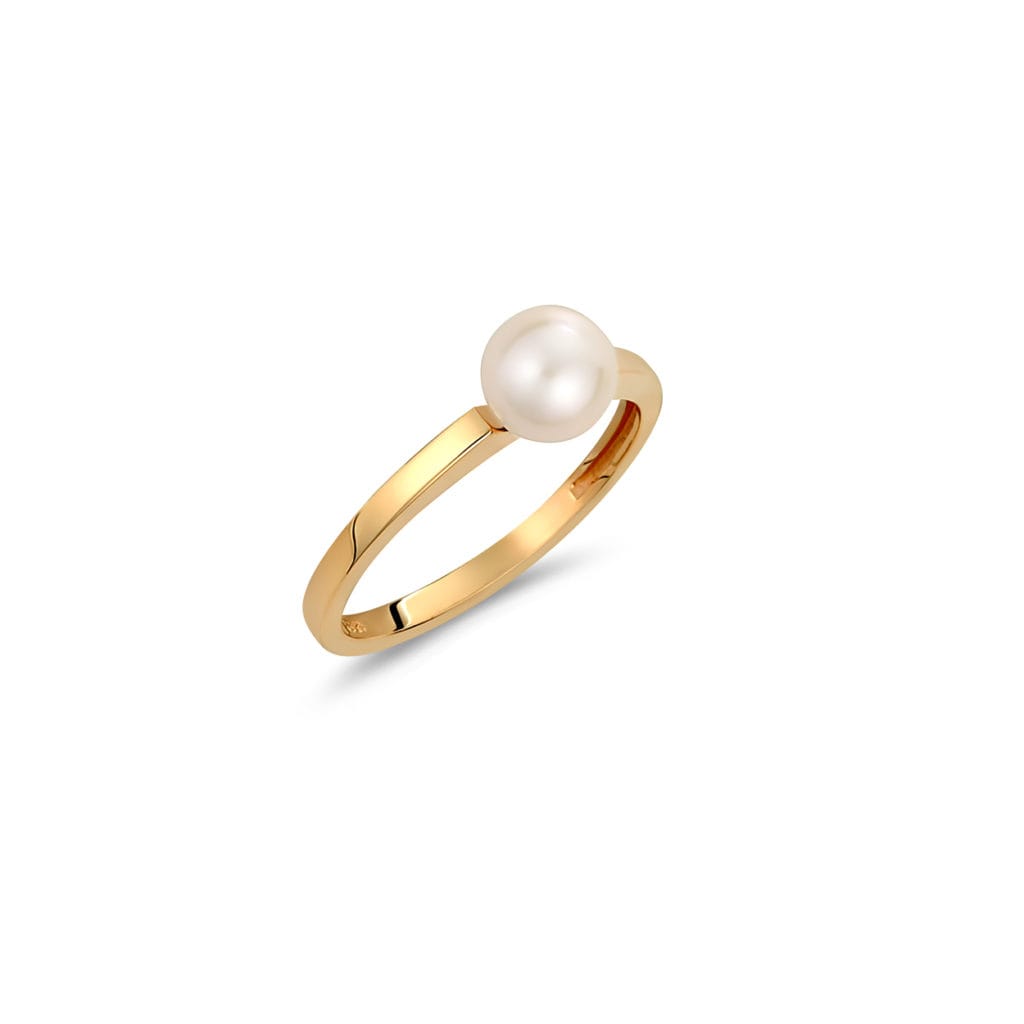 Μονόπετρο Δαχτυλίδι Χρυσό Με Μαργαριτάρι 14K