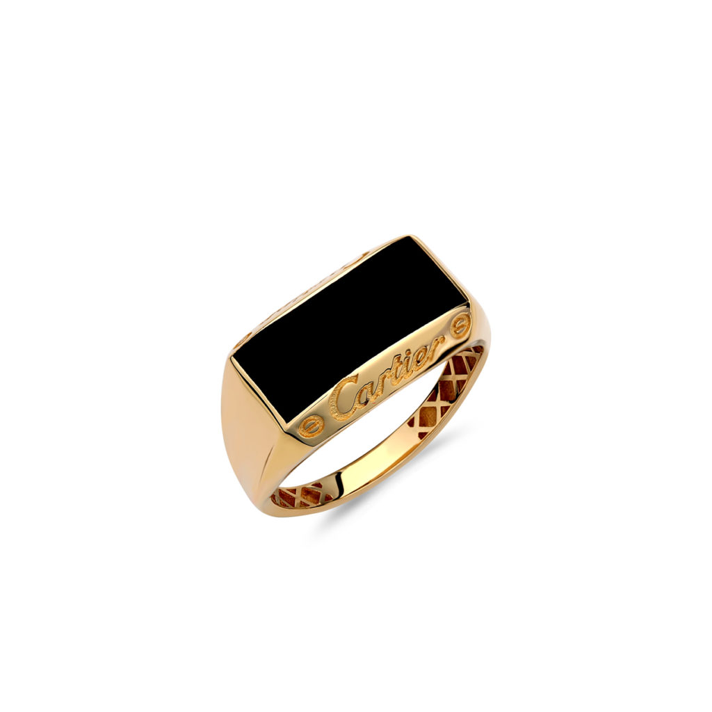Δαχτυλίδι Σεβαλιέ Εγχάρακτο Χρυσό Με Σμάλτο 14Κ 003679 Jewelor