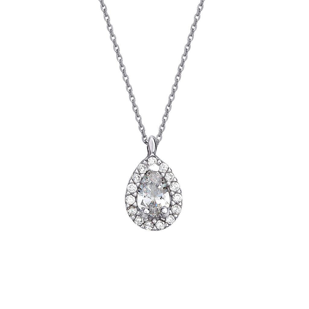 Κρεμαστό Δάκρυ Λευκόχρυσο Με Ζιργκόν 003675 Jewelor