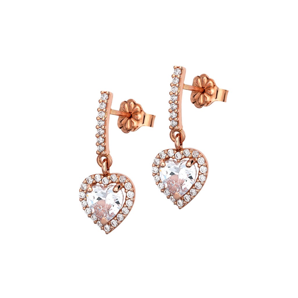 Σκουλαρίκια Ροζ Χρυσά Με Ζιργκόν 14Κ 003674 Jewelor