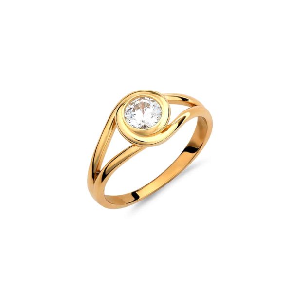 Δαχτυλίδι Σεβαλιέ Χρυσό Διάτρητο Με Ζιργκόν 14Κ 003796 Jewelor