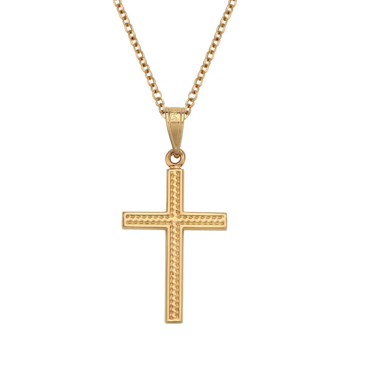 Σταυρός Ανάγλυφος Ματ Χρυσός Διπλής Όψης 14Κ 003801[2] Jewelor