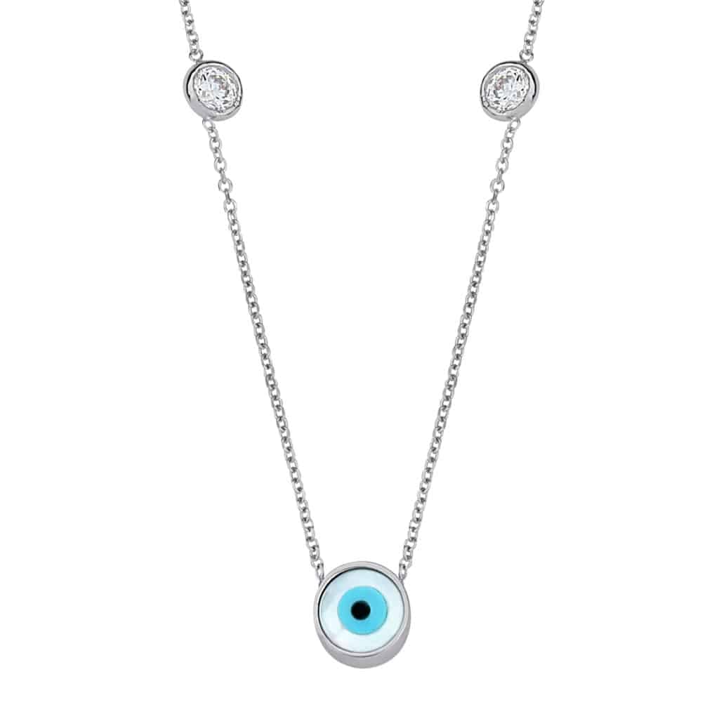 Κρεμαστό Μάτι Λευκόχρυσό Με Φίλντισι Και Ζιργκόν K14 003880