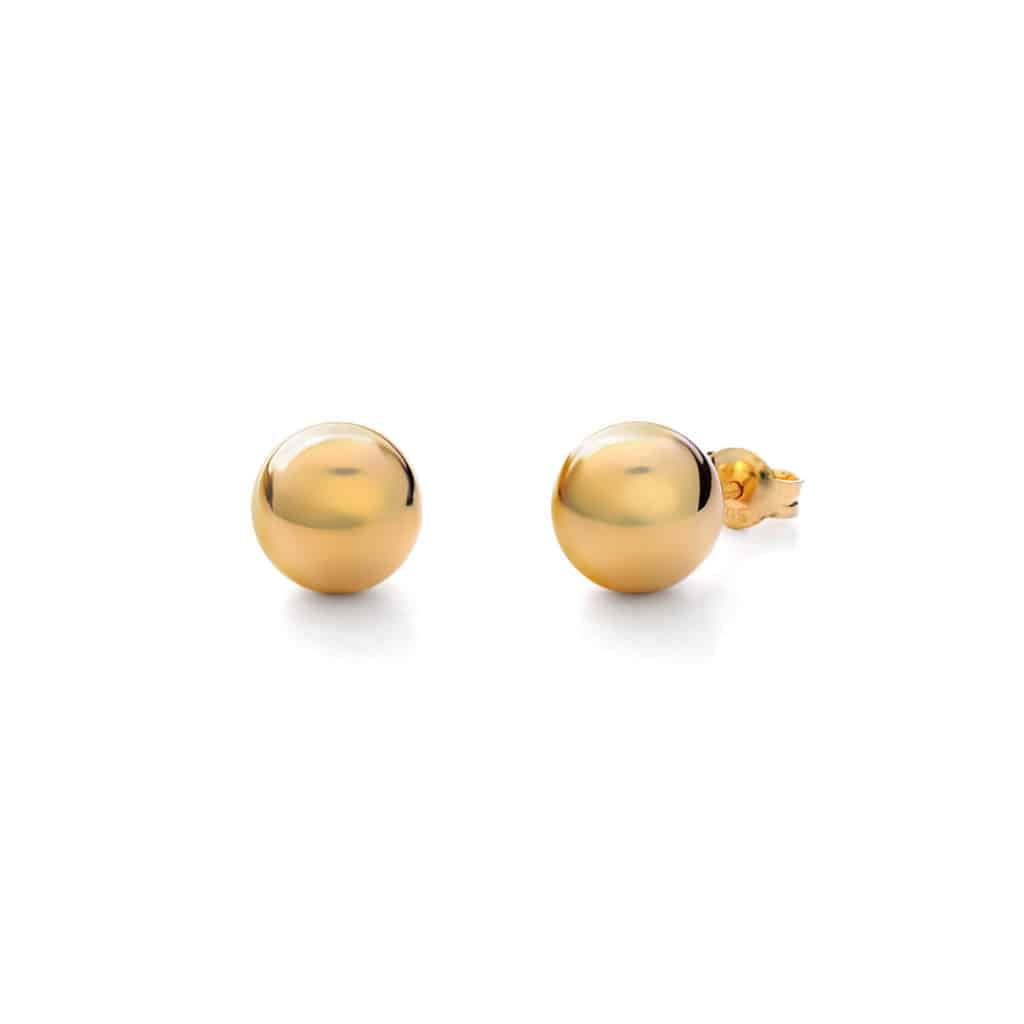 Σκουλαρίκια Μπίλια Γυαλιστερά Χρυσά 14K 003897
