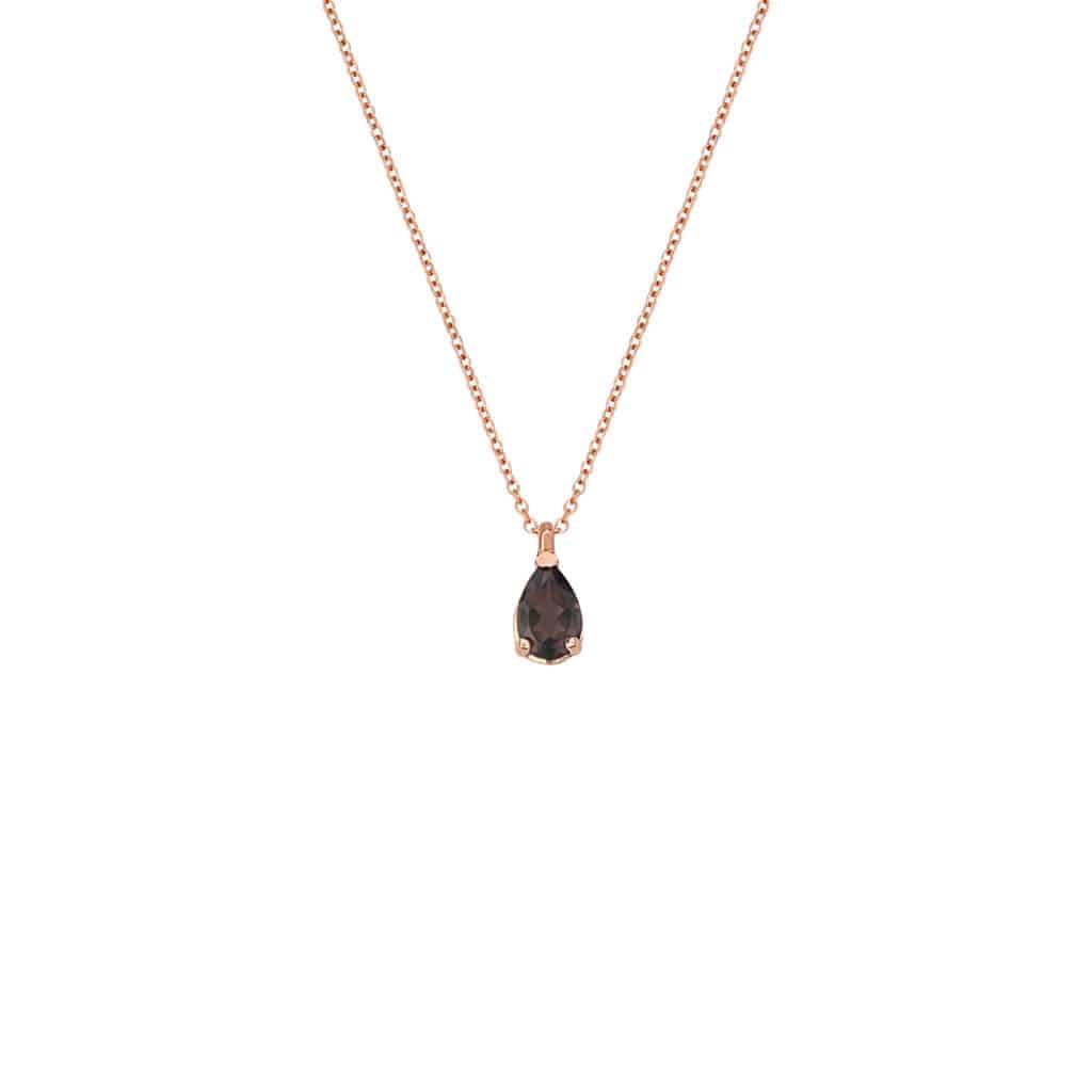 Κρεμαστό Δάκρυ Ροζ Χρυσό Με Smoky 14K 003926