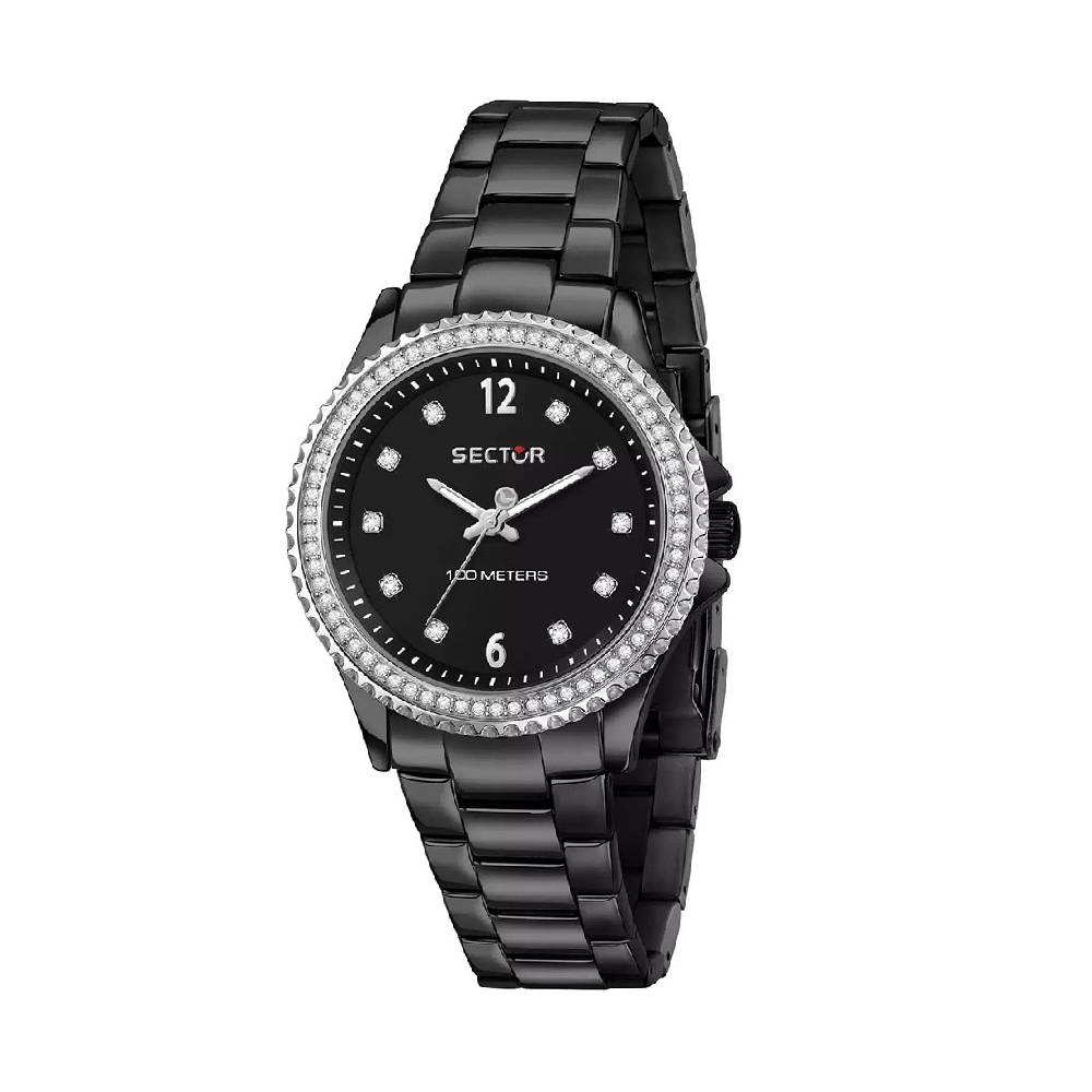 SECTOR 230 Crystals Black Stainless Steel Bracelet R3253161535