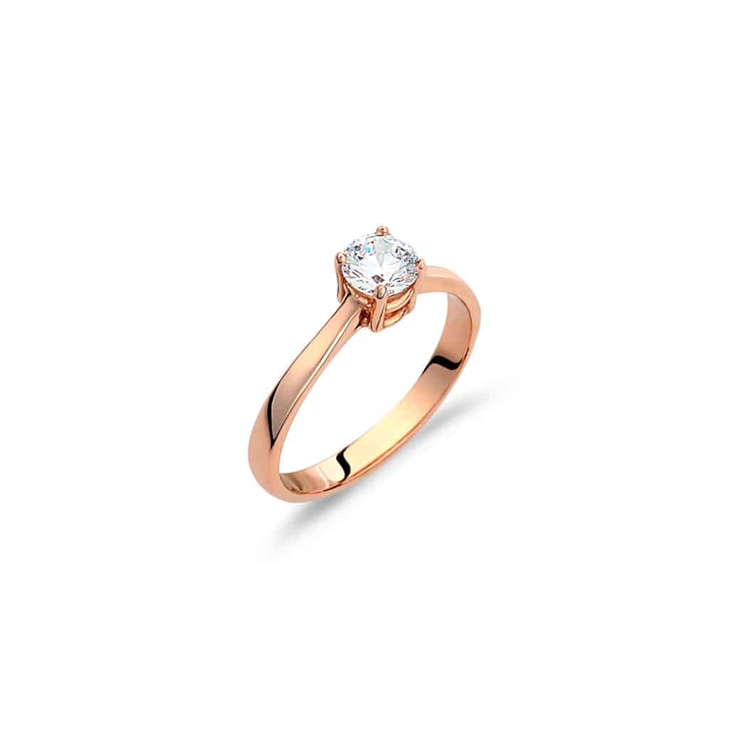 Δαχτυλίδι Μονόπετρο Ροζ Χρυσό Με Ζιργκόν 14K 004521