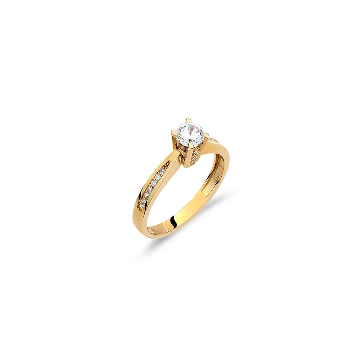 004605 Δαχτυλίδι Μονόπετρο Κλασικό Χρυσό Με Ζιργκόν 14K