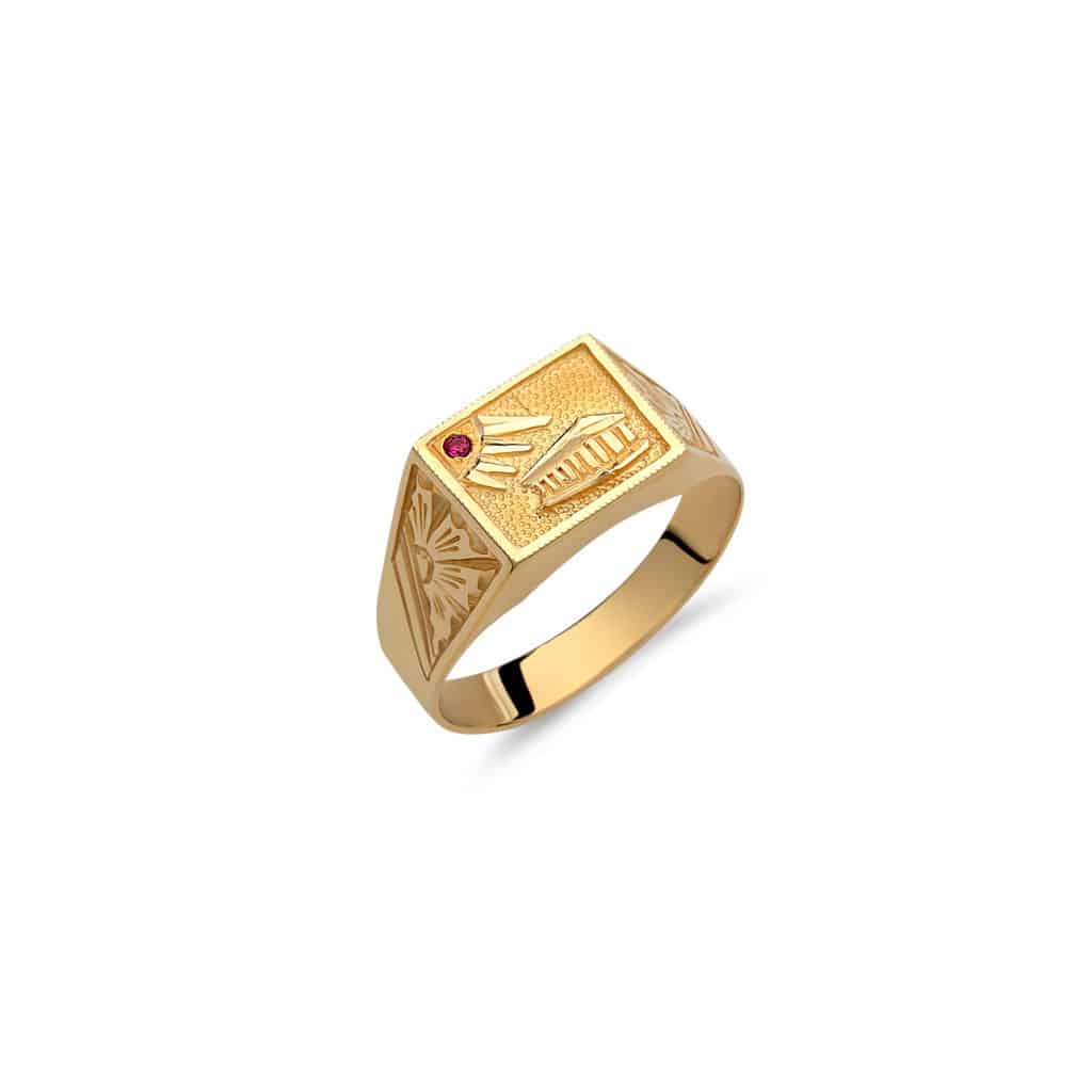 004669 Δαχτυλίδι Παρθενώνας Χρυσό Με Ρουμπίνι 14K