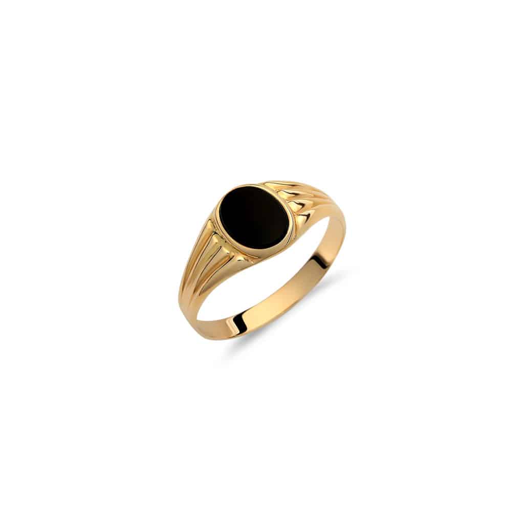 004670 Δαχτυλίδι Χρυσό Με Μαύρο Σμάλτο 14Κ