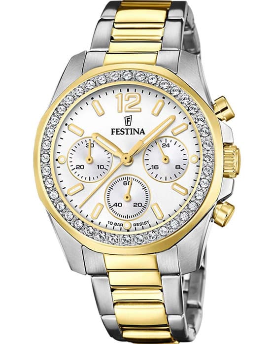 FESTINA Crystals Chronograph Two Tone Stainless Steel Bracelet