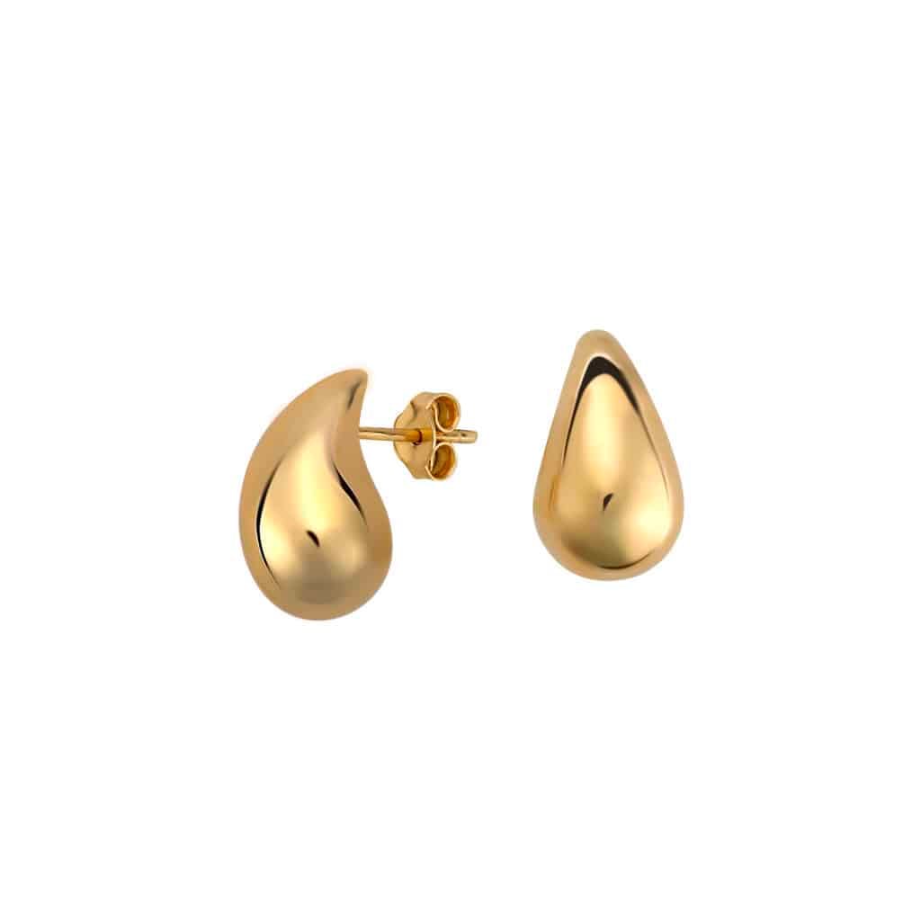 004924 Καρφωτά Χρυσά Σκουλαρίκια Drops 14K