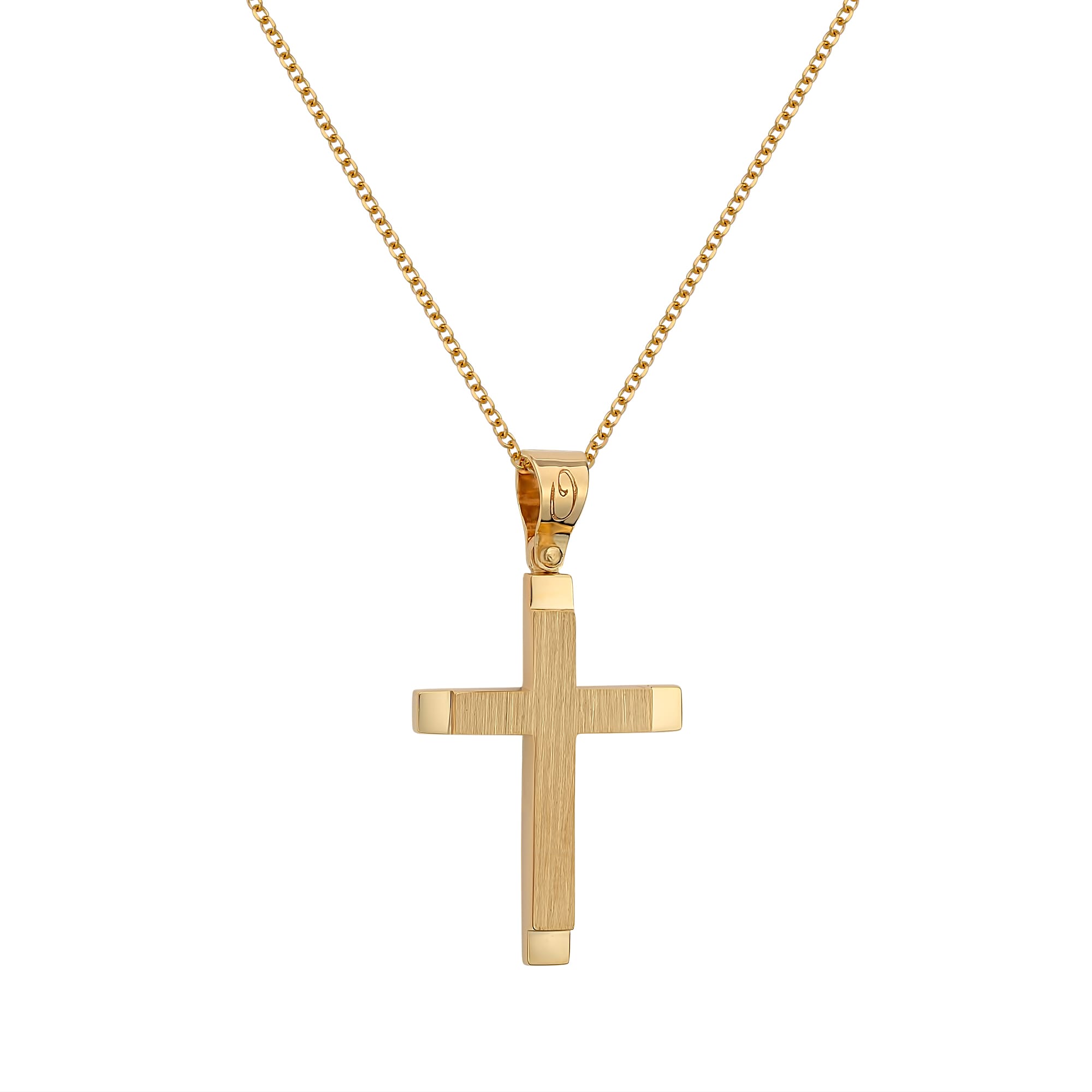 0051144 Σταυρός Ανάγλυφος Χρυσός Μάτ Και Γυαλιστερός 14Κ