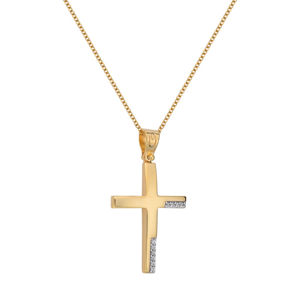 0051151 Σταυρός Μinimal Χρυσός Με Ζιργκόν 14Κ