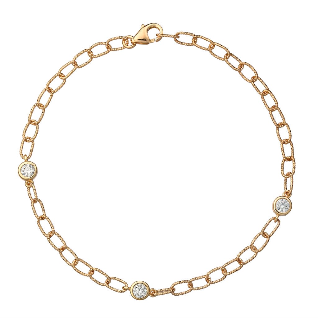 0051287 Βραχιόλι Kρίκοι Χρυσός Με Ζιργκόν 14K