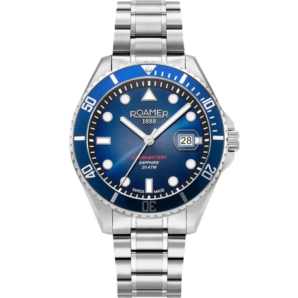 ROAMER Pro Scuba 200 Blue Dial 43mm Silver Stainless Steel Bracelet 969845 41 45 20
