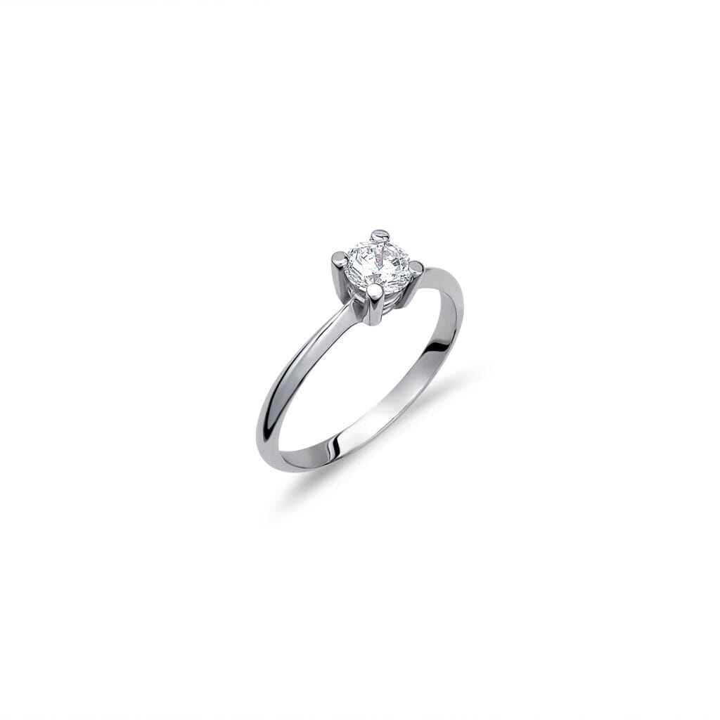 0051466 Δαχτυλίδι Μονόπετρο Λευκόχρυσο Με Ζιργκόν 9Κ
