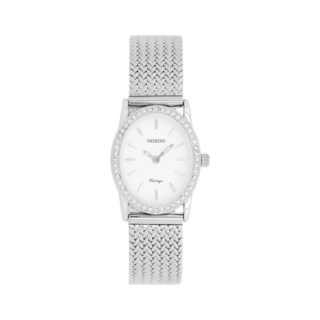 Oozoo Timepieces Γυναικείο Ρολόι 28mm Μπαταρίας με Ασημί Μεταλλικό Μπρασελέ C20430.