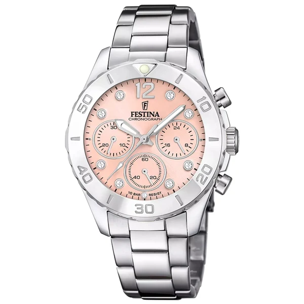 Gynaikeio Roloi Festina Boyfriend F20603 7 Asimi Mprasele Roz Kantran